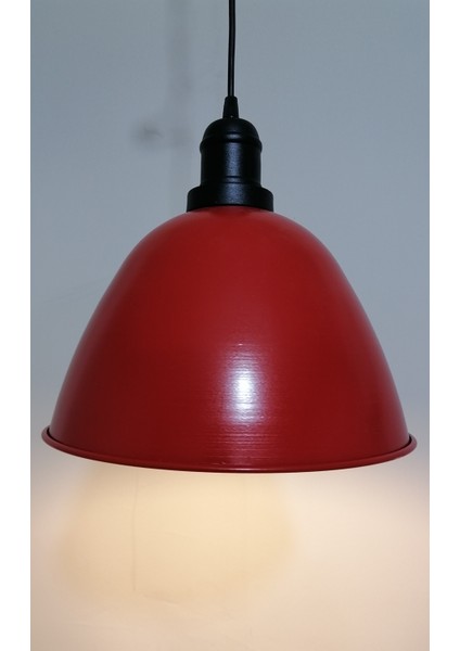 Retro Kırmızı Içi Beyaz Tekli Metal Sarkıt Avize Çapı: 28CM