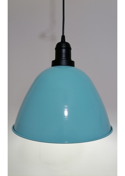 retro,vintage mutfak,oda,cafe,oteller için turkuaz 1xe27 metal sarkıt avize çap:28cm
