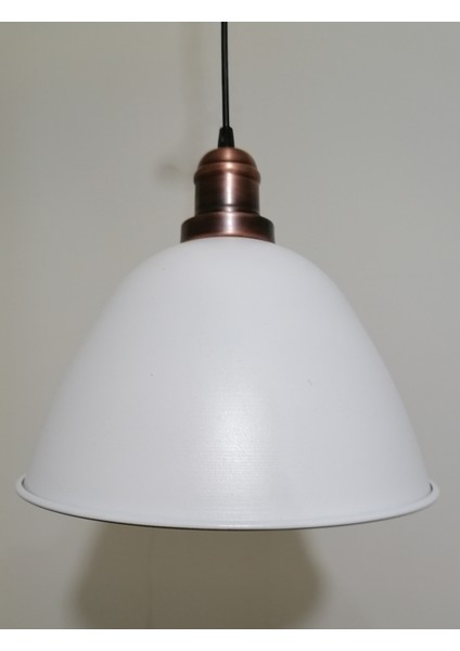 retro,vintage mutfak,oda,cafe,oteller için beyaz 1xe27 metal sarkıt avize çap:28cm