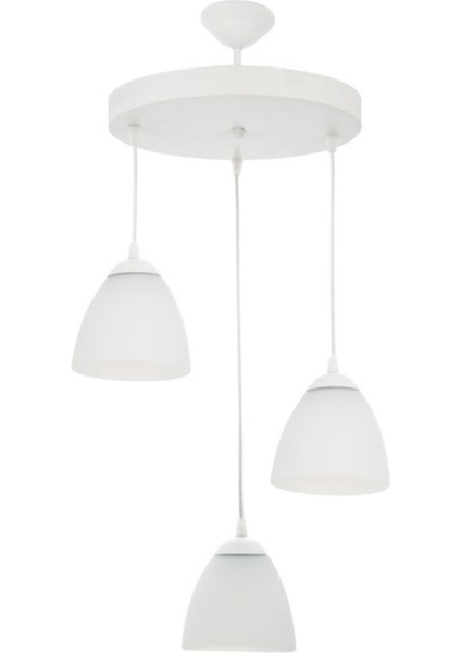 Modern Üçlü Opal Camlı Metal Sarkıt Avize Çap: 30CM