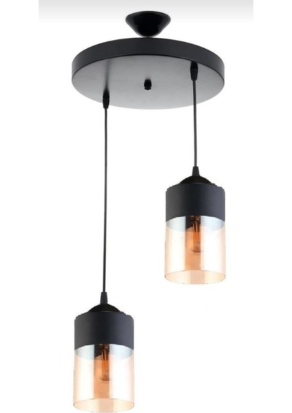 Ikili Camlı Sarkıt Avize Çap: 30CM