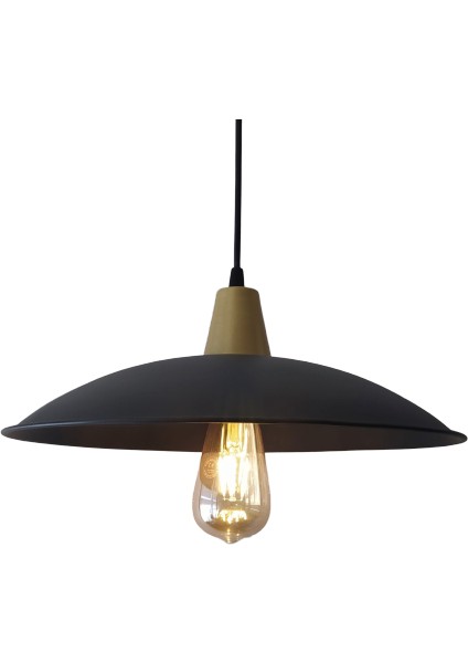 Retro,rustik,vıntage 1xe27 duylu siyah tekli Metal Sarkıt avize