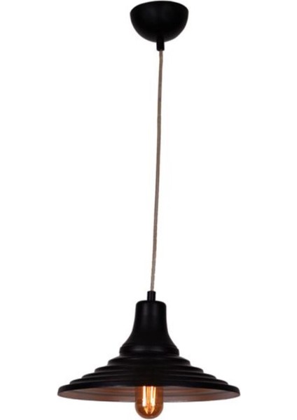 retro,rustik,vintage mutfak,oda,cafe,oteller için siyah 1xe27 metal sarkıt avize çap:28cm