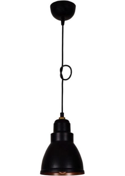 vintage,rustik,retro 1xe27 siyah tekli metal sarkıt avize