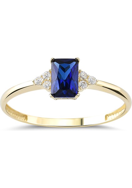 Safir Renkli Kenar Taşlı Altın Yüzük YZA.101.01 fiyatları