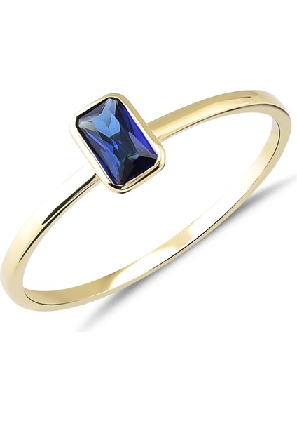 Safir Renkli Altın Tektaş Yüzük YZA.105.01