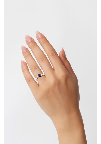 Safir Renkli Altın Üçtaş Yüzük YZA.109.01 modelleri