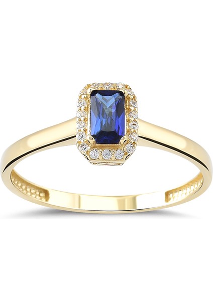 Safir Renkli Kenar Taşlı Altın Yüzük YZA.110.01 fiyatları