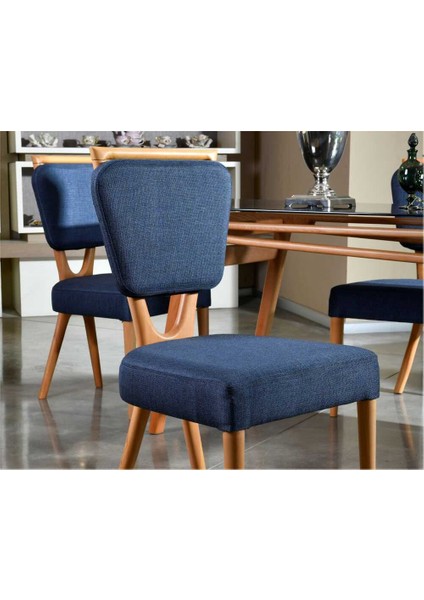 Palace Iskandinav Gürgen Ağaç El İşçiliği Mutfak&Salon Sandalyesi Keten Lacivert fiyatları