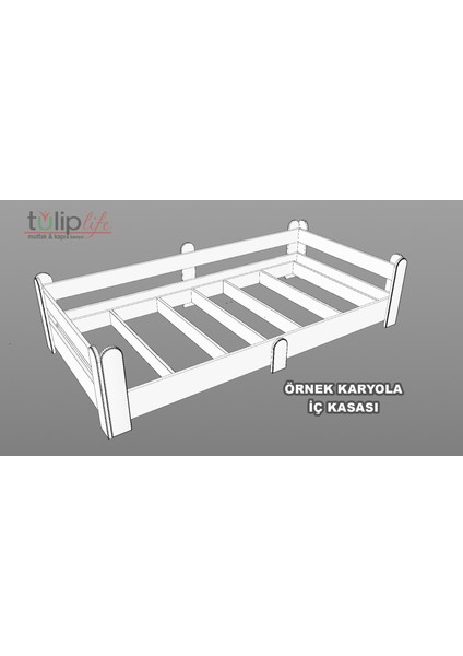 Montessori Karyola Beyaz-Antrasit 90X190 Yatak Uyumlu Oval Kesim Çocuk Yatağı TLP-301