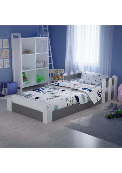 Tulip Life Montessori Karyola Beyaz-Antrasit 90X190 Yatak Uyumlu Oval Kesim Çocuk Yatağı TLP-306