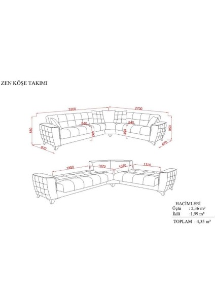 Ipek Mobilya Zen Köşe Takımı 3+2