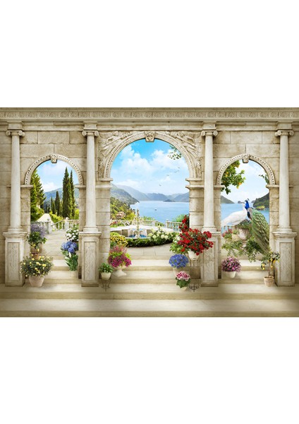 Teras 3D Poster - 3 Boyutlu Tek Parça Duvar Kağıdı