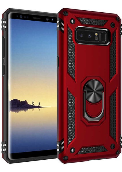 Galaxy Note 8 Kılıf Yüzüklü Standlı Manyetikli Armor Zırh
