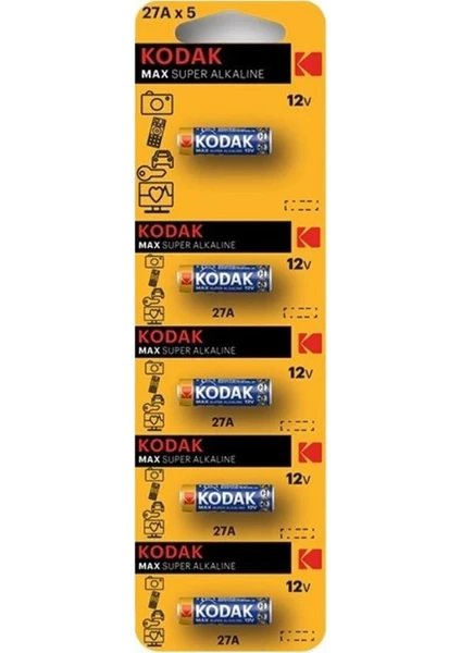 Pil 27 A Araba Garaj Kumanda Pili 12 Volt 1 Paket 5 Li Kodak 27A Alkalin Kumanda Pili