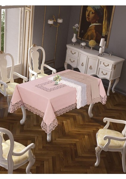 Beril Lüx Dantelli Keten Kumaş Gri Masa Örtüsü Dikdörtgen 160x230 cm - 1122 fiyatları