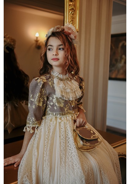 Çantalı ve Taçlı , Özel Tasarım Vintage Kız Çocuk Elbise indirimleri