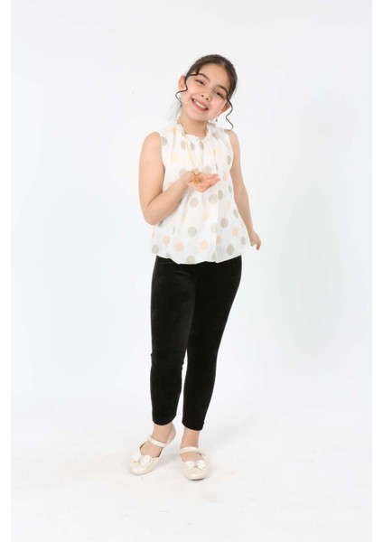 Kız Çocuk Şifon Kumaş Astarlı Kolsuz Bel Lastikli Bluz Gömlek-KG-0003 fiyatları