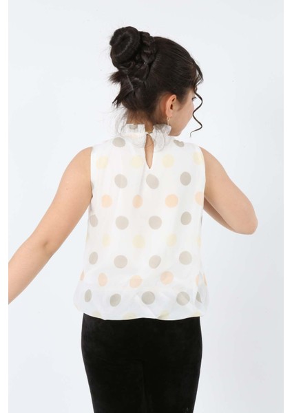 Kız Çocuk Şifon Kumaş Astarlı Kolsuz Bel Lastikli Bluz Gömlek-KG-0003 modelleri