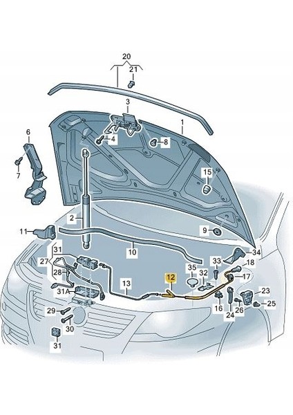 Vw Passat Kaput Açma Teli 2006-2011 3C1823535A fiyatları