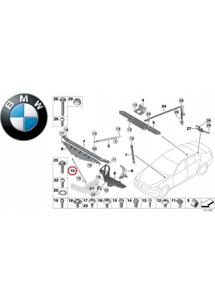 F10 5 Serisi F07 7 Serisi Panel Destek Kolu Sağ 2011- 51647187096