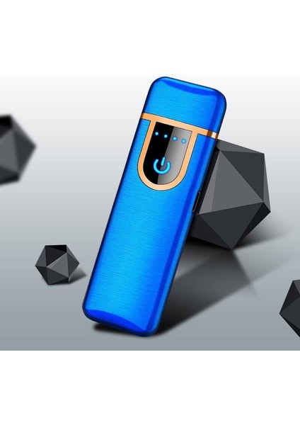 Alevsiz Çakmak Dokunmatik USB Şarjlı Tunsten Indüksiyon Lacivert
