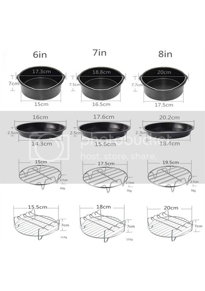 10 Parça Yui/Xiaomi/Philips/Kumtel Uyumlu Air Fryer Aksesuarları 7 Inç - Siyah (Yurt Dışından) modelleri