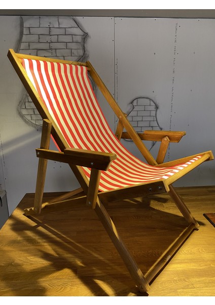 Ahşap Katlanır Kolçaklı Şezlong