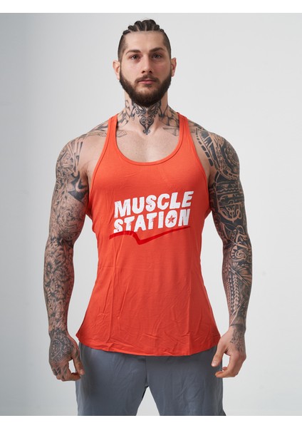Musclestation Toughman Tank Turuncu Workout Fitness Atlet