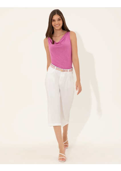 Kadın Beyaz Flare Cropped Pantolon 50246687-VR013