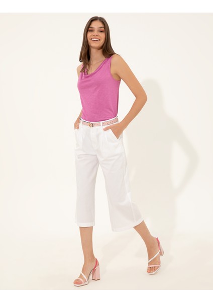 Kadın Beyaz Flare Cropped Pantolon 50246687-VR013