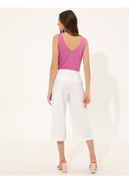 Kadın Beyaz Flare Cropped Pantolon 50246687-VR013