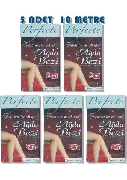 2 Metre 5 Paket Ağda Bezi + 5 Spatula Hediyeli 10 Metre Ağda Bezi