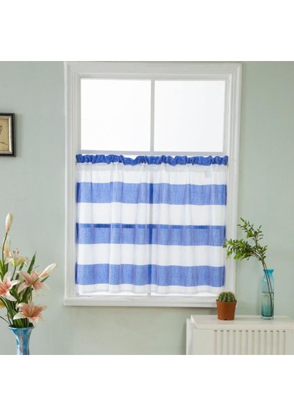 1 Kısa Çizgili Yarım Perde Banyo Mutfak Yarı Sheer Cafe Valance Blue_ 74X60 cm (Yurt Dışından) modelleri