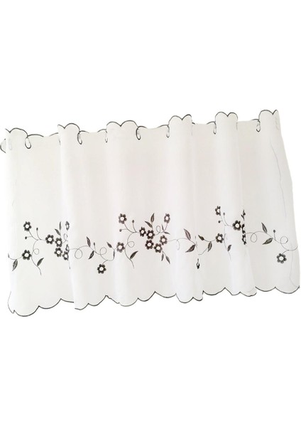 Işlemeli Tier Perde Valance Pencere Yarım Perdeler Cafe Ev Dekorasyon Gri 60X120 cm (Yurt Dışından)