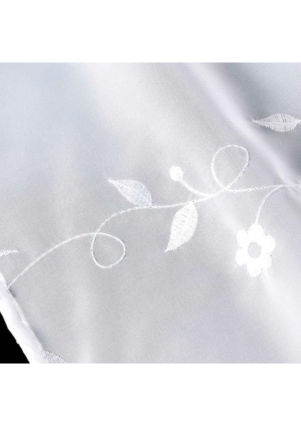 Işlemeli Tier Perde Valance Pencere Yarım Perdeler Cafe Ev Dekorasyon Beyaz 45X90 cm (Yurt Dışından)