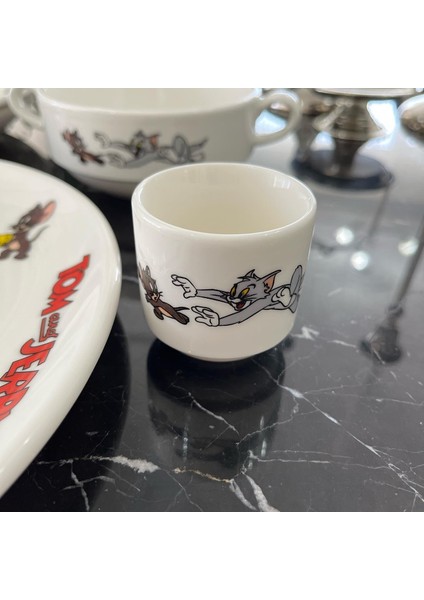 5 Parça Porselen Tomve Jerry Desenli Çocuk Yemek Takımı