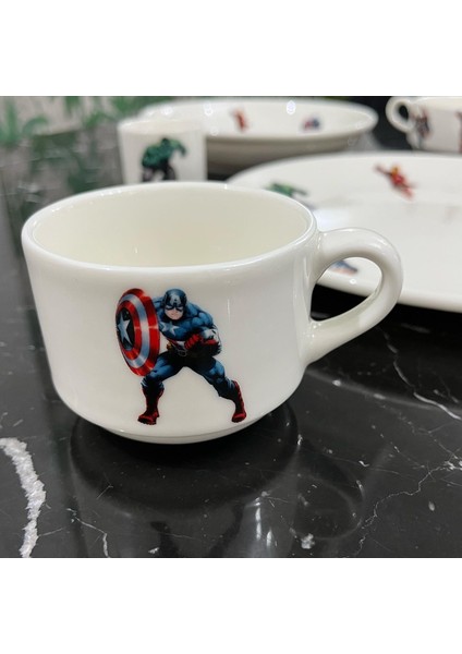 5 Parça Porselen Avengers Desenli Çocuk Yemek Takımı modelleri