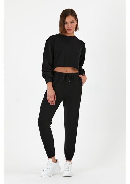 Kadın Crop Eşofman Takım Siyah fırsatları