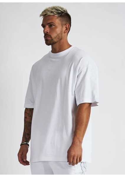 Bisiklet Yaka %100 Pamuk Ultra Hafif Ter Tutmayan Oversize Erkek T-Shirt