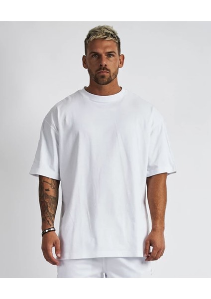 Bisiklet Yaka %100 Pamuk Ultra Hafif Ter Tutmayan Oversize Erkek T-Shirt