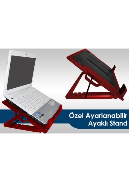 Notebook Laptop Soğutucu Ayarlanabilir Stand Rgb Yüksek Soğutma INC-341FXK Kırmızı