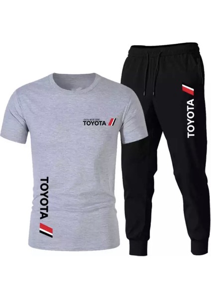 Toyota Dijital Baskılı %100 Pamuk Ultra Hafif Kısa Kollu Yazlık Erkek Eşofman Takımı