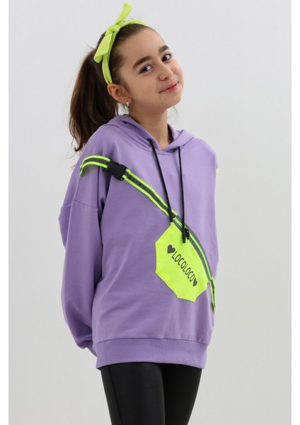 Kız Çocuk Göğüs Cepli Kapşonlu Sweatshirt 9-14 Yaş 14118 fiyatları