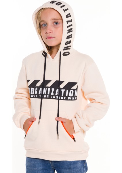 Kız Çocuk Organization Yazı Baskılı Kapşonlu Sweatshirt 14124 fiyatları