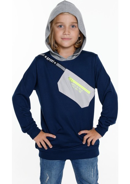 Cansın Mini Erkek Çocuk Cepli Kapşonlu Sweatshirt 9-14 Yaş 14021