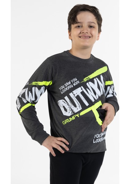 Erkek Çocuk Outwxm Baskılı Sweatshirt 9-14 Yaş 14019 modelleri