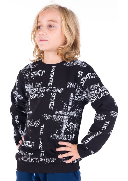 Erkek Çocuk Pano Baskılı Sweatshirt 9-14 Yaş 14024