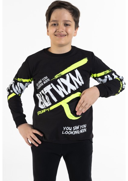 Erkek Çocuk Outwxm Baskılı Sweatshirt 9-14 Yaş 14019