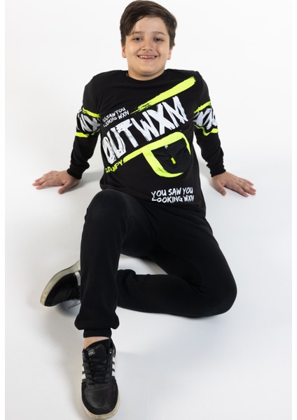 Erkek Çocuk Outwxm Baskılı Sweatshirt 9-14 Yaş 14019 modelleri